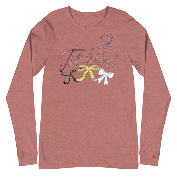 Teach school bow Unisex Long Sleeve Tee