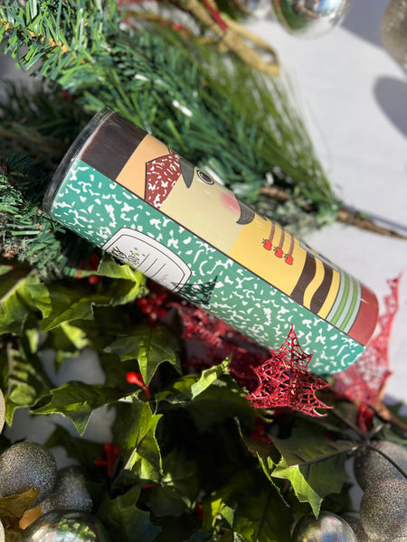 School nutcracker and composition tumbler wrap png