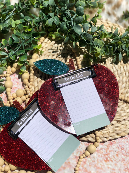 Mini glitter clipboard with notepad: school edition