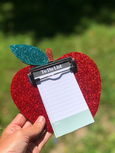 Mini glitter clipboard with notepad: school edition