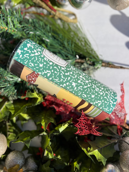 School nutcracker and composition tumbler wrap png