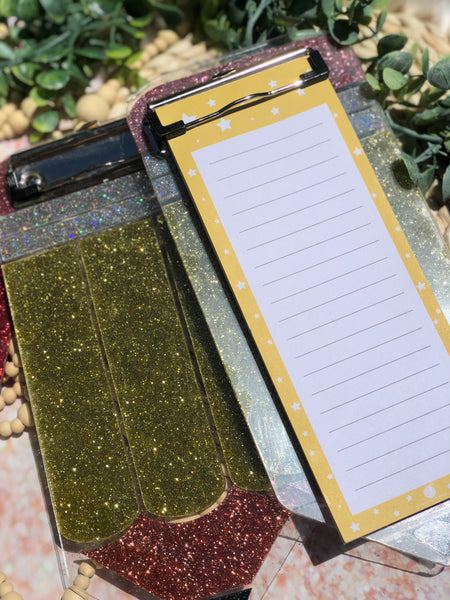 Mini glitter clipboard with notepad: school edition