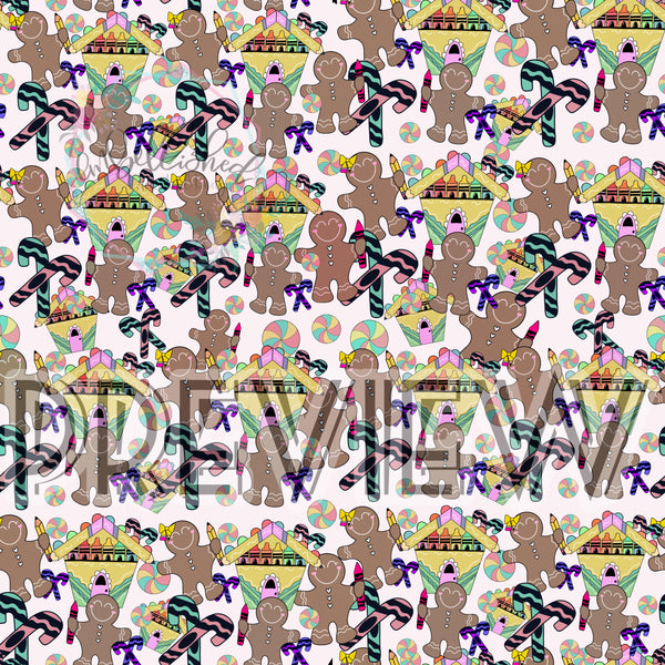 School gingerbread seamless pattern