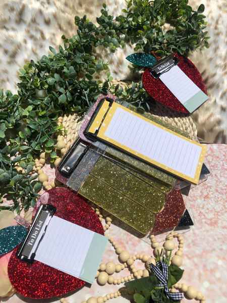 Mini glitter clipboard with notepad: school edition