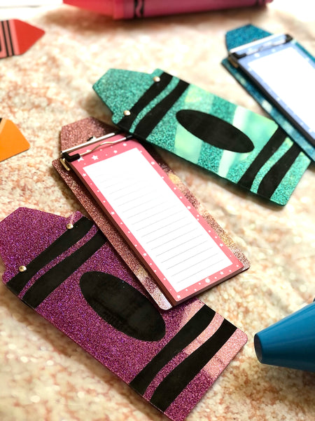 Mini glitter clipboard with notepad: school edition