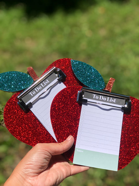 Mini glitter clipboard with notepad: school edition