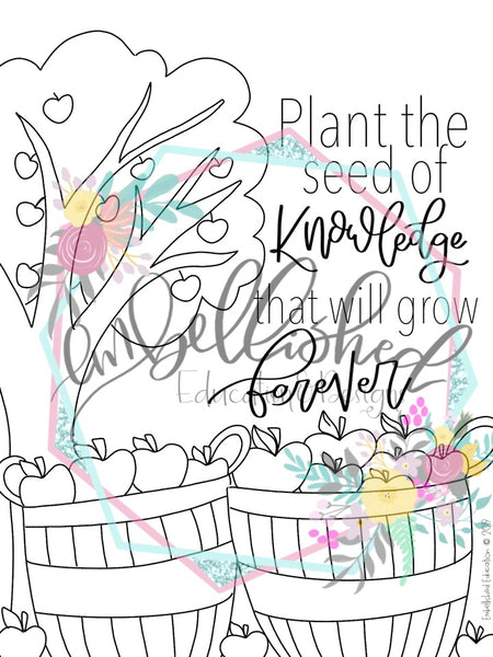 Coloring & Lettering Sheets School Themed