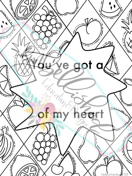 Coloring & Lettering Sheets Tutti Fruity
