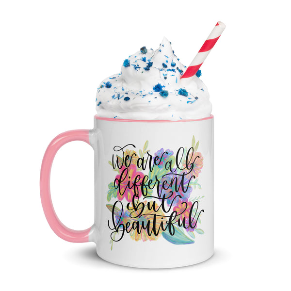 We are different but beautiful Mug with pink Color Inside 11 oz