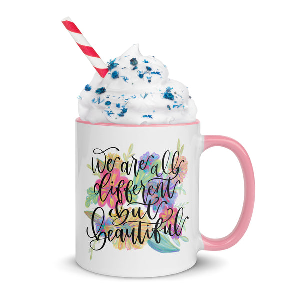 We are different but beautiful Mug with pink Color Inside 11 oz
