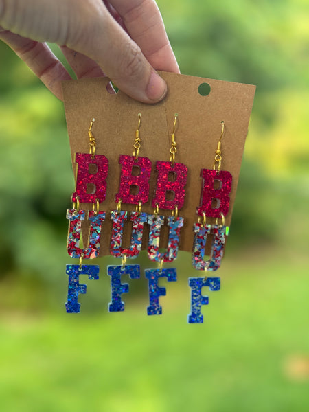 BUF glitter dangle earrings