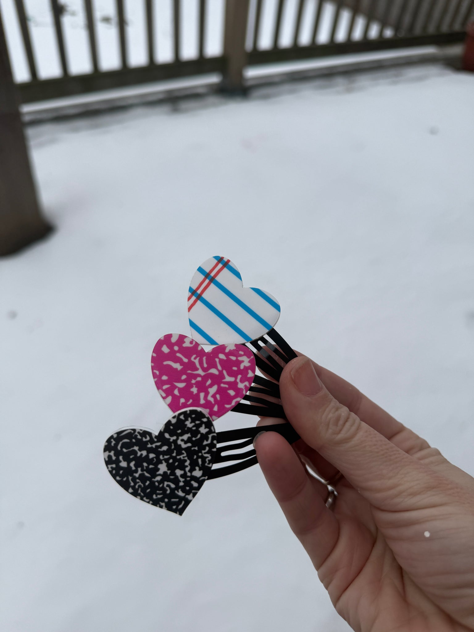 School Heart snap barrettes