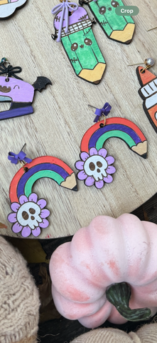 Rainbow skull earrings