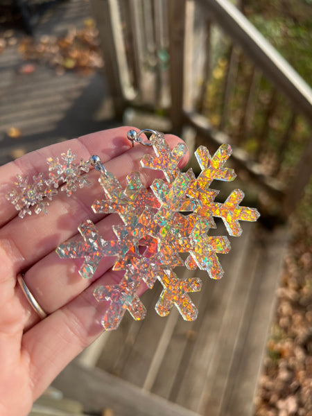 Snowflake holographic earrings