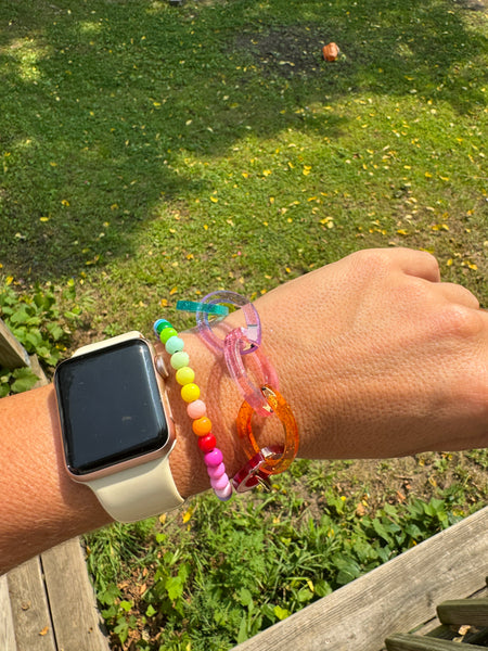 Pencil loops link rainbow bracelet