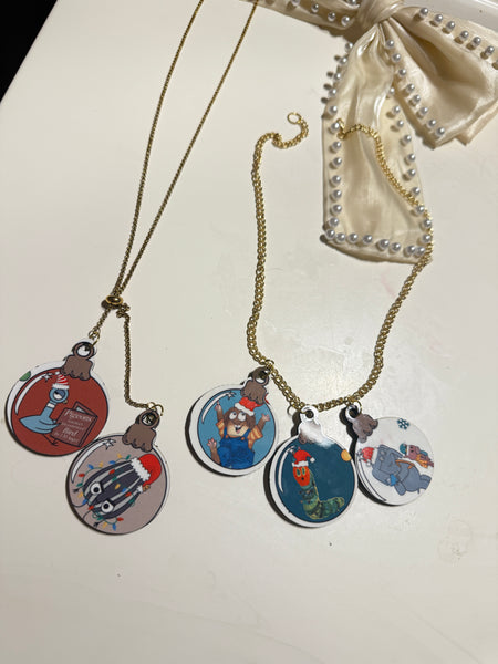 Storybook Christmas double sided necklace
