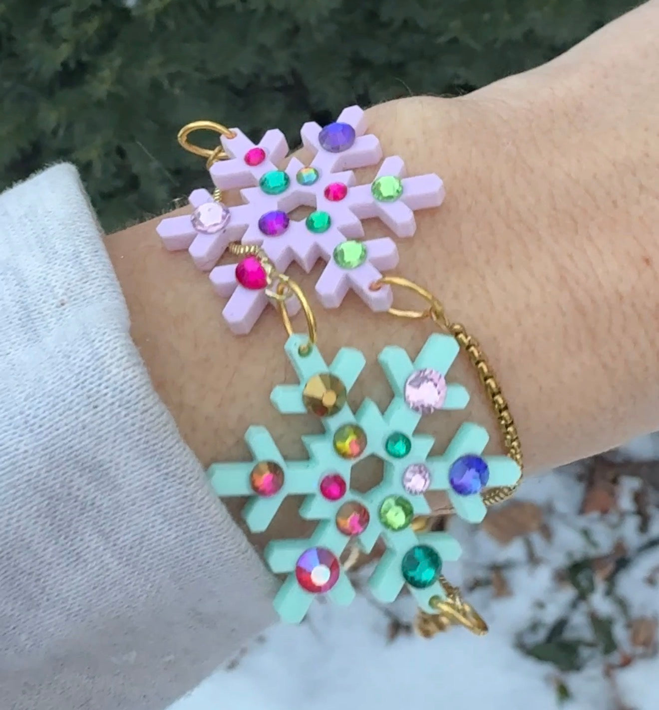 Rainbow snowflake bling bracelet