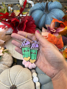 Franken-pencil dangle Earrings *preorder* 1-2 turn around