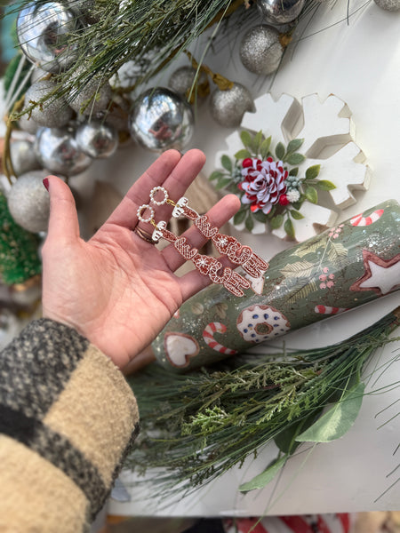 Teach gingerbread earrings
