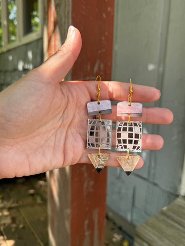 Pencil disco earrings
