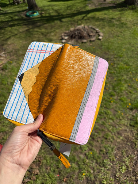 One of a kind painted pencil wallet