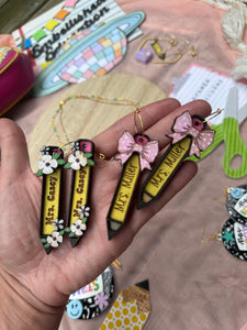 Pencil personalized earrings *preorder*