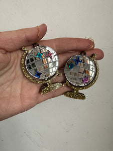 Disco globe dangle earrings