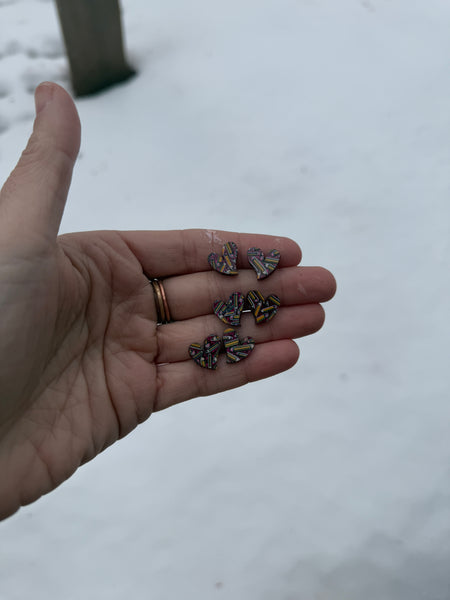 Heart pencil pattern studs