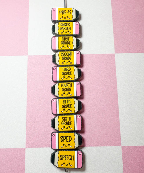 Pencil smiley silicone grade level bracelet *preorder*