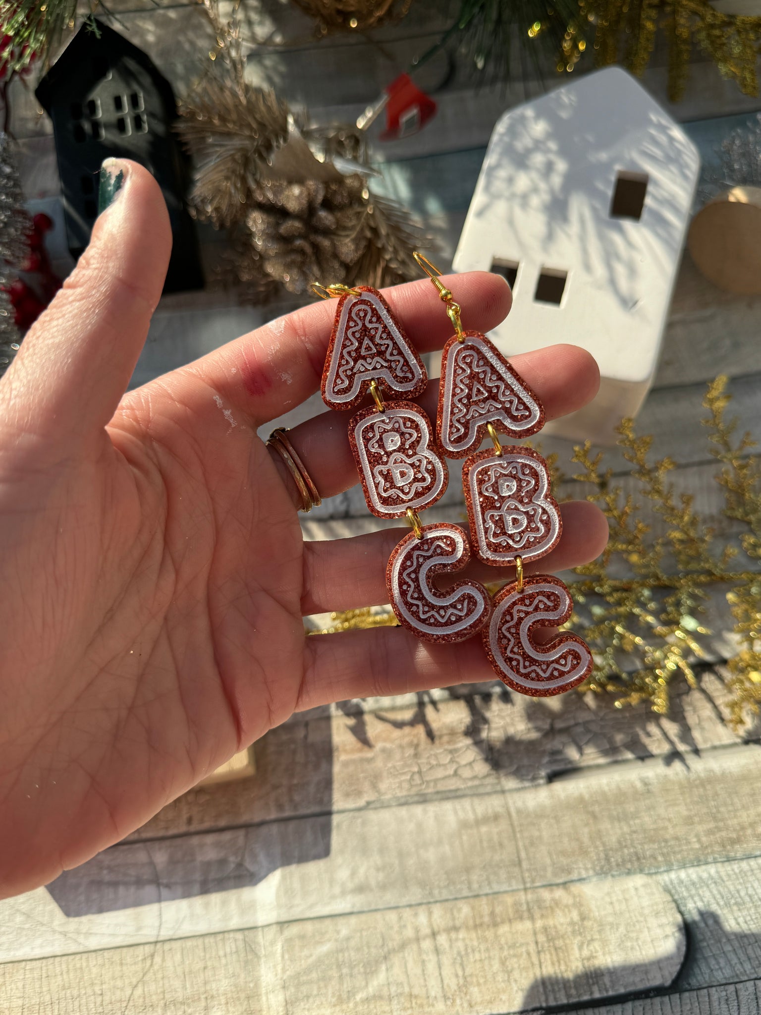 *PREORDER 1-2 weeks* ABC gingerbread cookie dangles