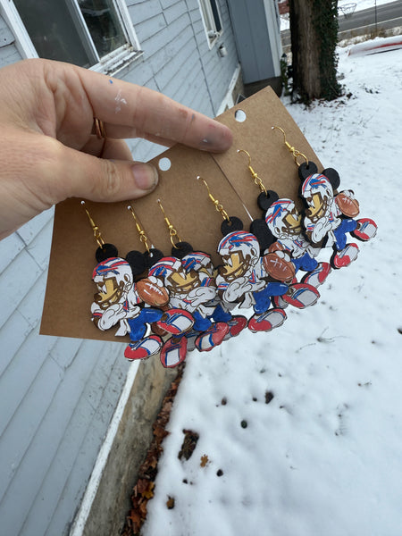 Mouse buffalo football earrings