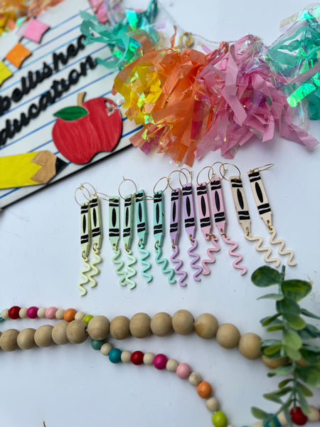 Pastel Crayon squiggle dangle earrings