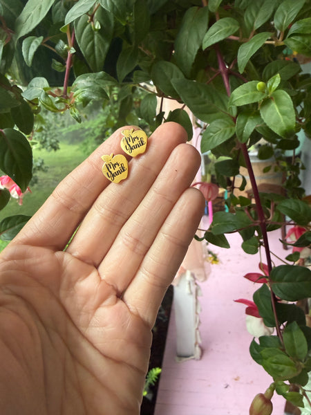 Personalized Apple metal earrings