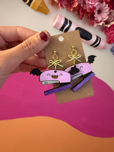 Stapler bat dangle Earrings *preorder* 1-2 week turn around