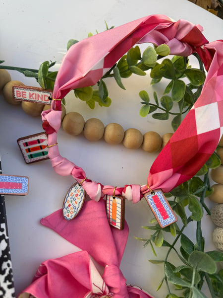 Faux ceramic charm scarf necklace