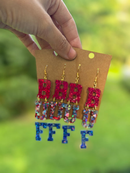 BUF glitter dangle earrings