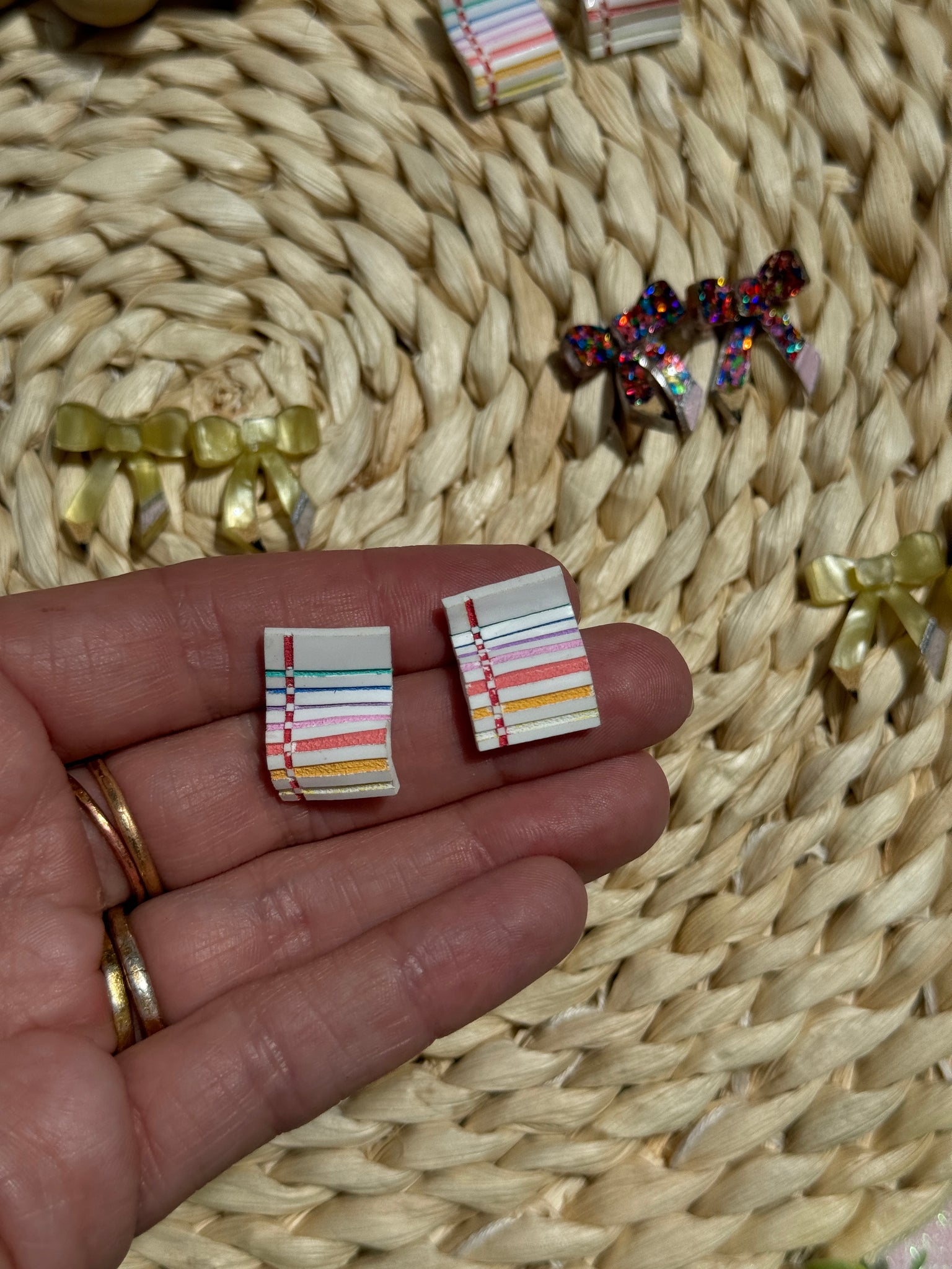 Paper rainbow stud acrylic earrings