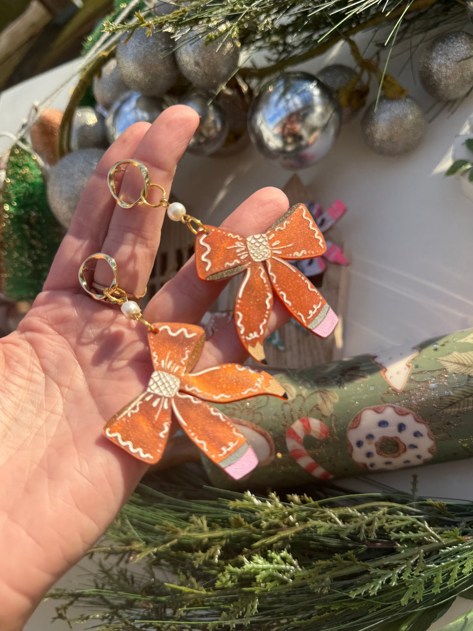 gingerbread pencil earrings