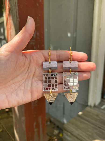 Pencil disco earrings