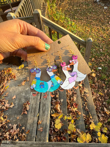 Silly school goose earrings