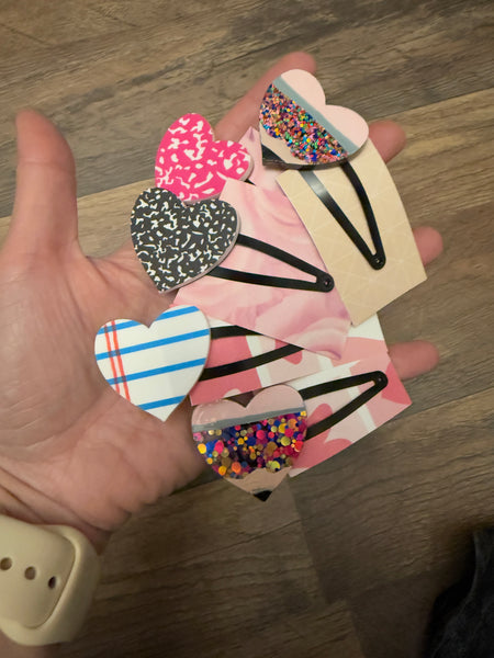 School Heart snap barrettes