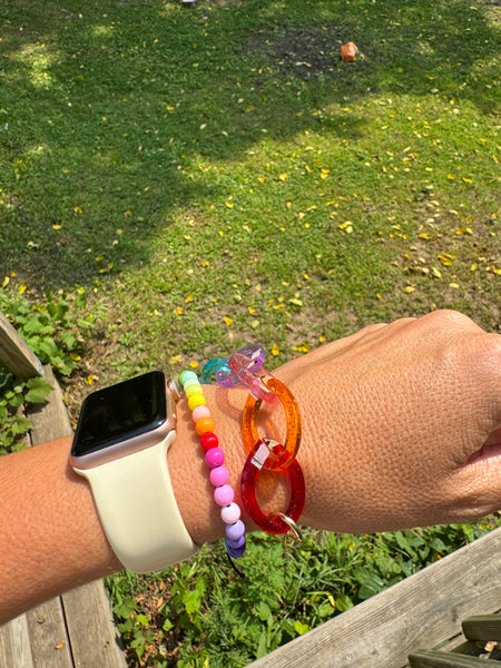 Pencil loops link rainbow bracelet