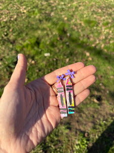 Crayon bow floral dangles