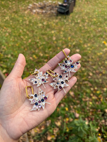 Leaf rhinestone earrings