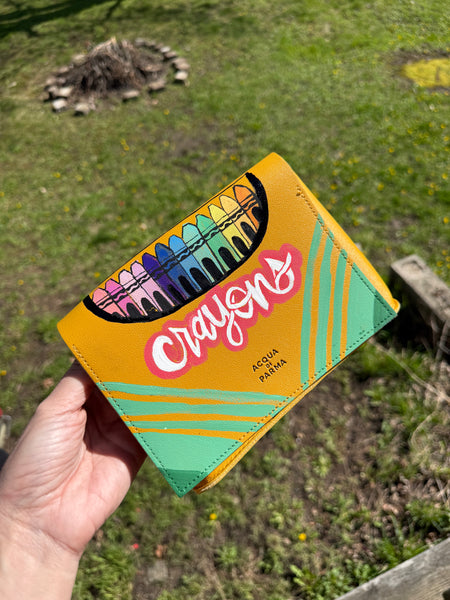 One of a kind painted crayon box purse