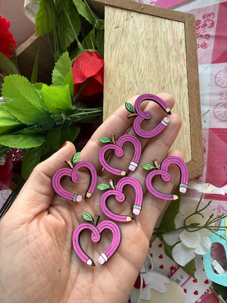 Apple heart pencil stud earrings