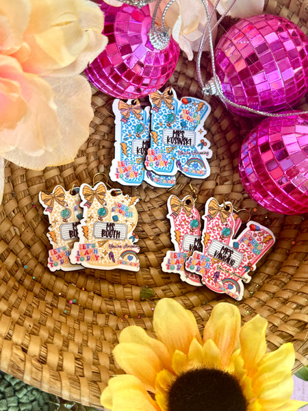 Personalized letter composition doodle earrings