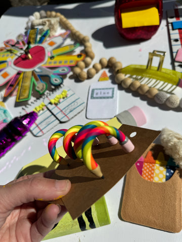 Rainbow clay pencil huggies