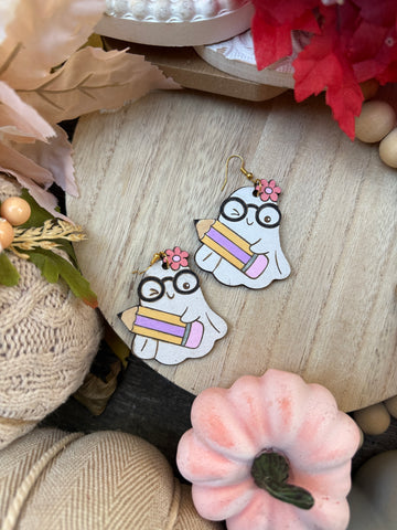 School ghost dangle Earrings