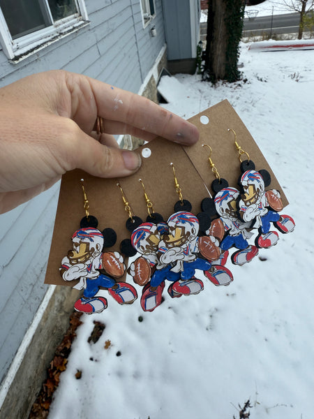 Mouse buffalo football earrings
